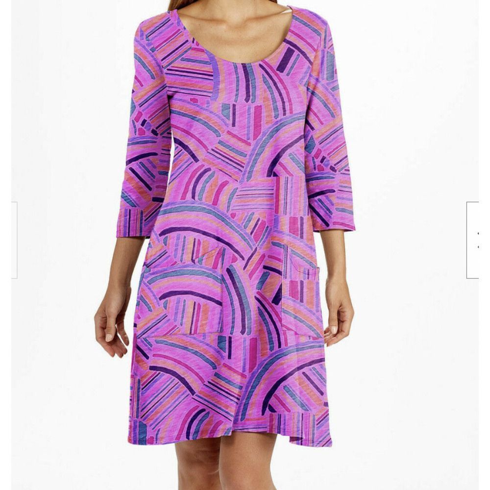 Fresh Produce Pink Cosmos Sundrenched Dalia Dress Small Pockets USA